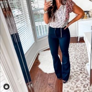 Mint Julip Boutique Dark Wash High Waisted Flare Jeans- Size 7 Petite